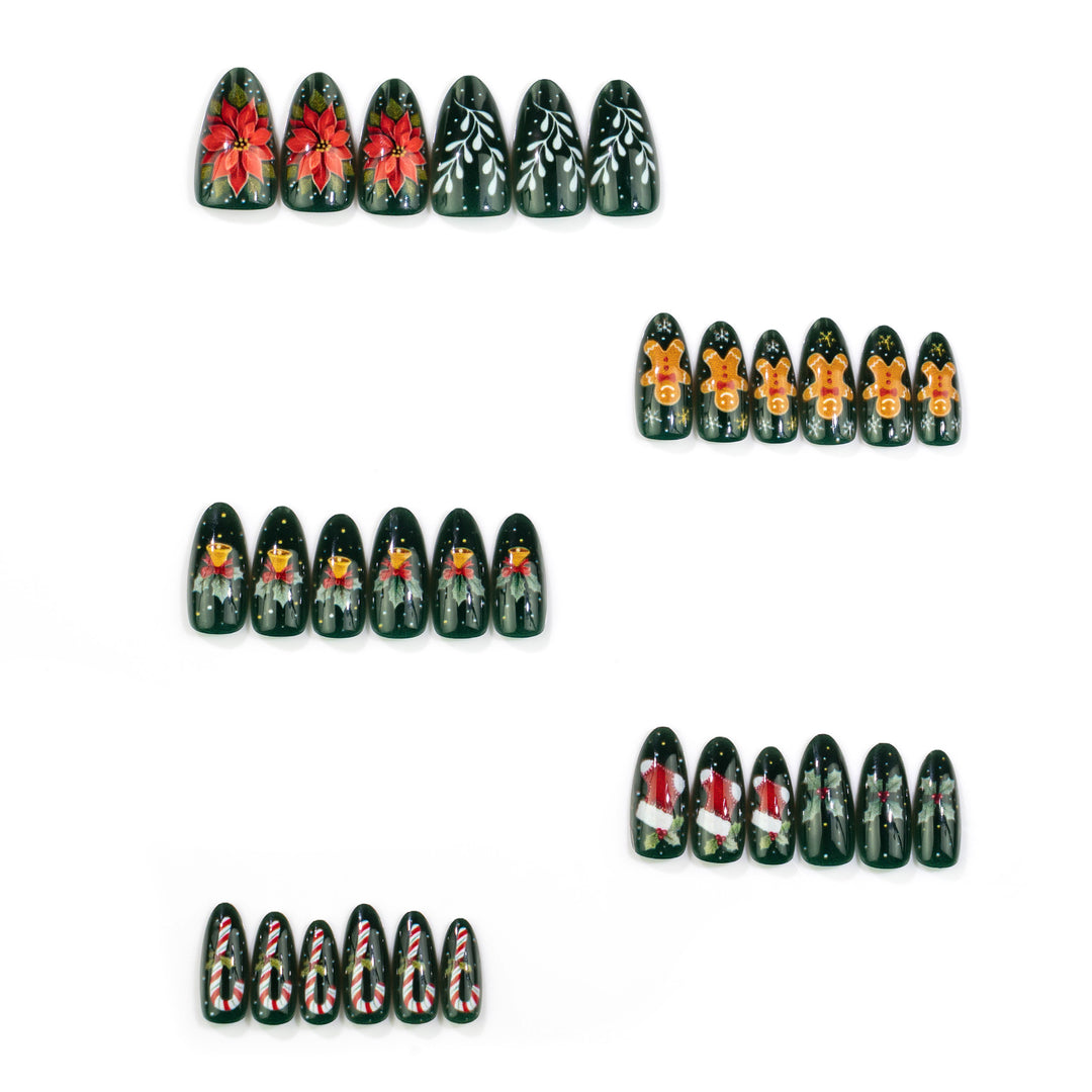 Festive Christmas-Themed Press-On Nail Art Set Kalsten