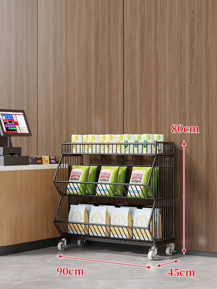 Three-Tier Mobile Wire Basket Organizer Cart