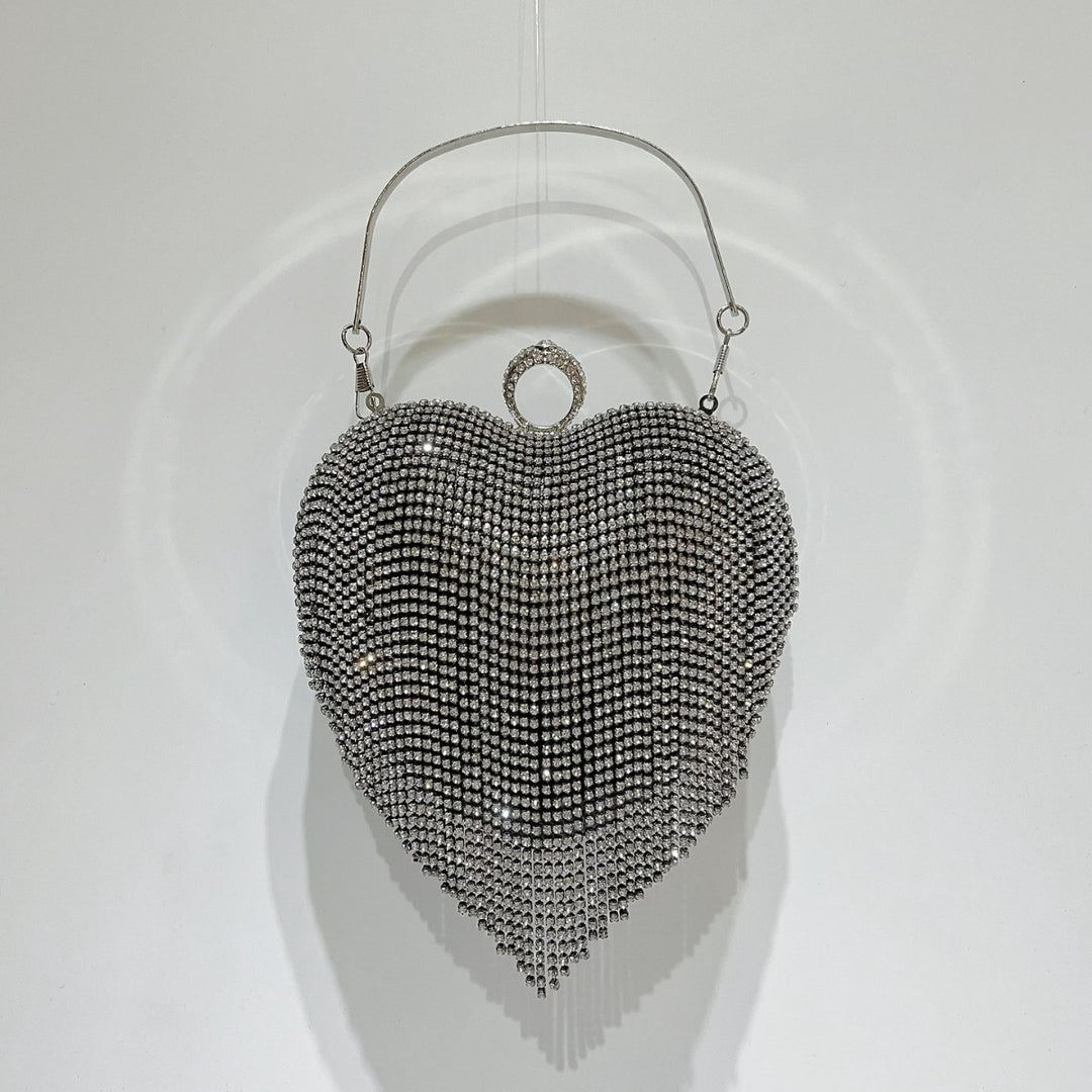 Heart-Shaped Rhinestone Evening Handbag