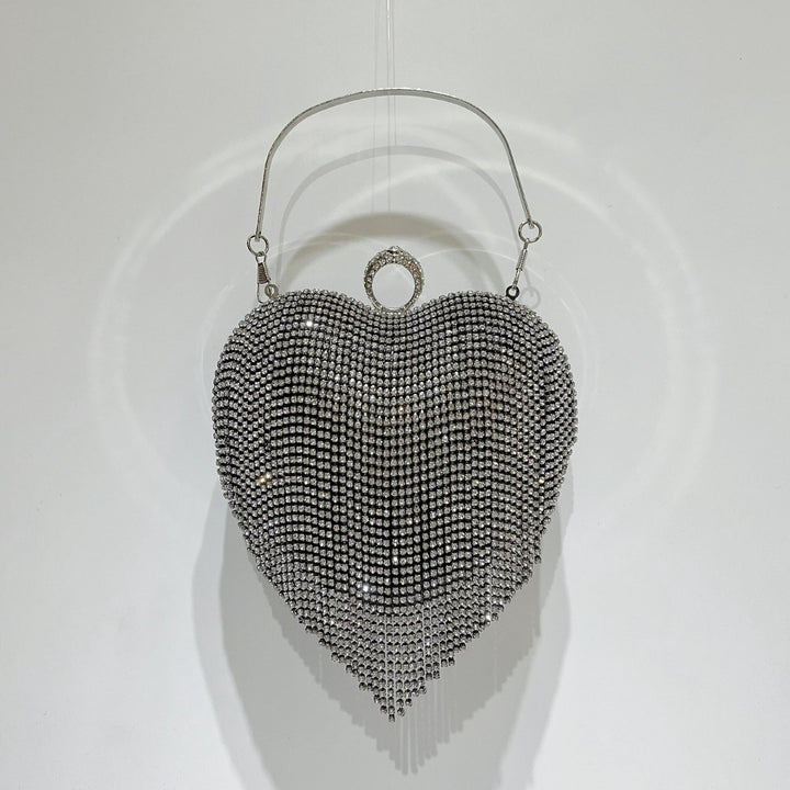 Heart-Shaped Rhinestone Evening Handbag