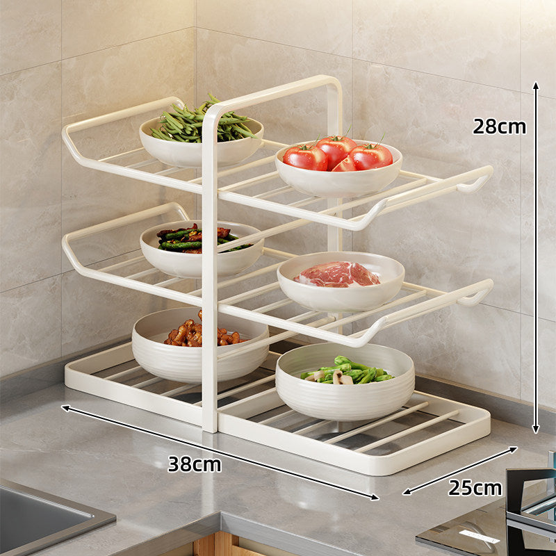 Multi-Tier Vertical Countertop Bowl and Plate Drying Rack with Slanted Wire Shelves