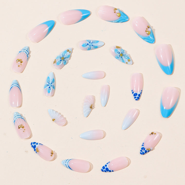 Elegant Floral Art Acrylic Nail Extensions Kalsten