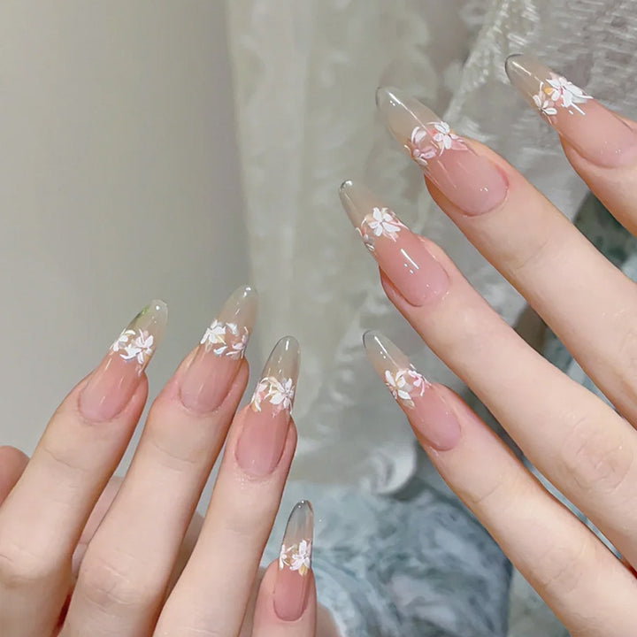 Floral French Tip Press-On Nails Kalsten