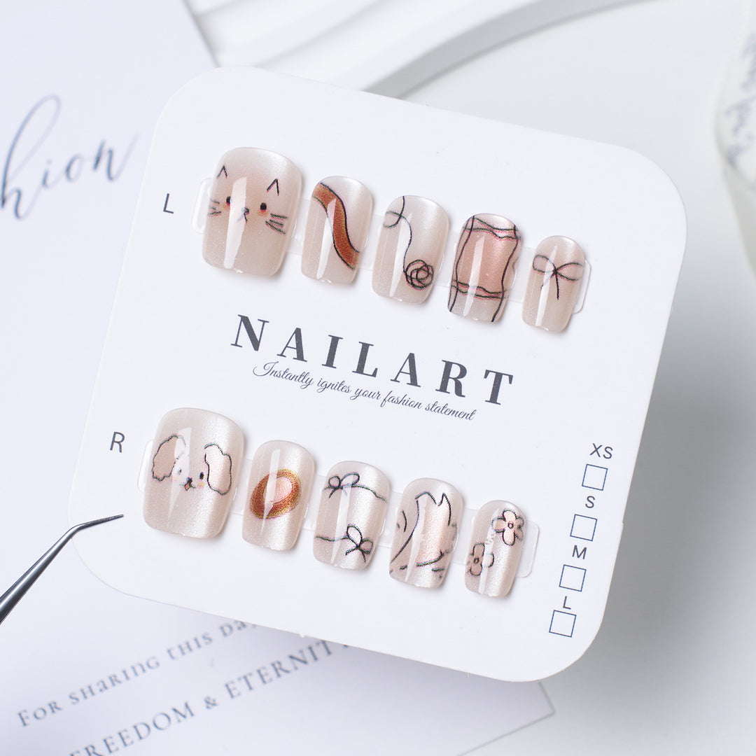 Artistic Animal-Themed Press-On Nail Set Kalsten