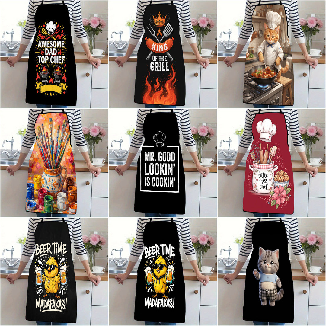 Dog Lover Full-Coverage Kitchen Apron With Adjustable Neck Strap And Waterproof Polyester Shell
