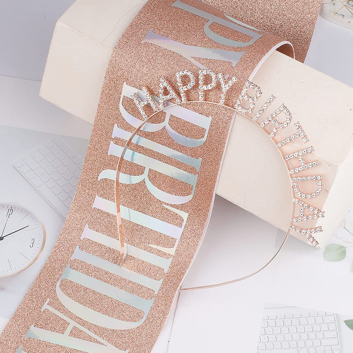 Ladies Glittering Headband with "Happy Birthday" Inscription Kalsten