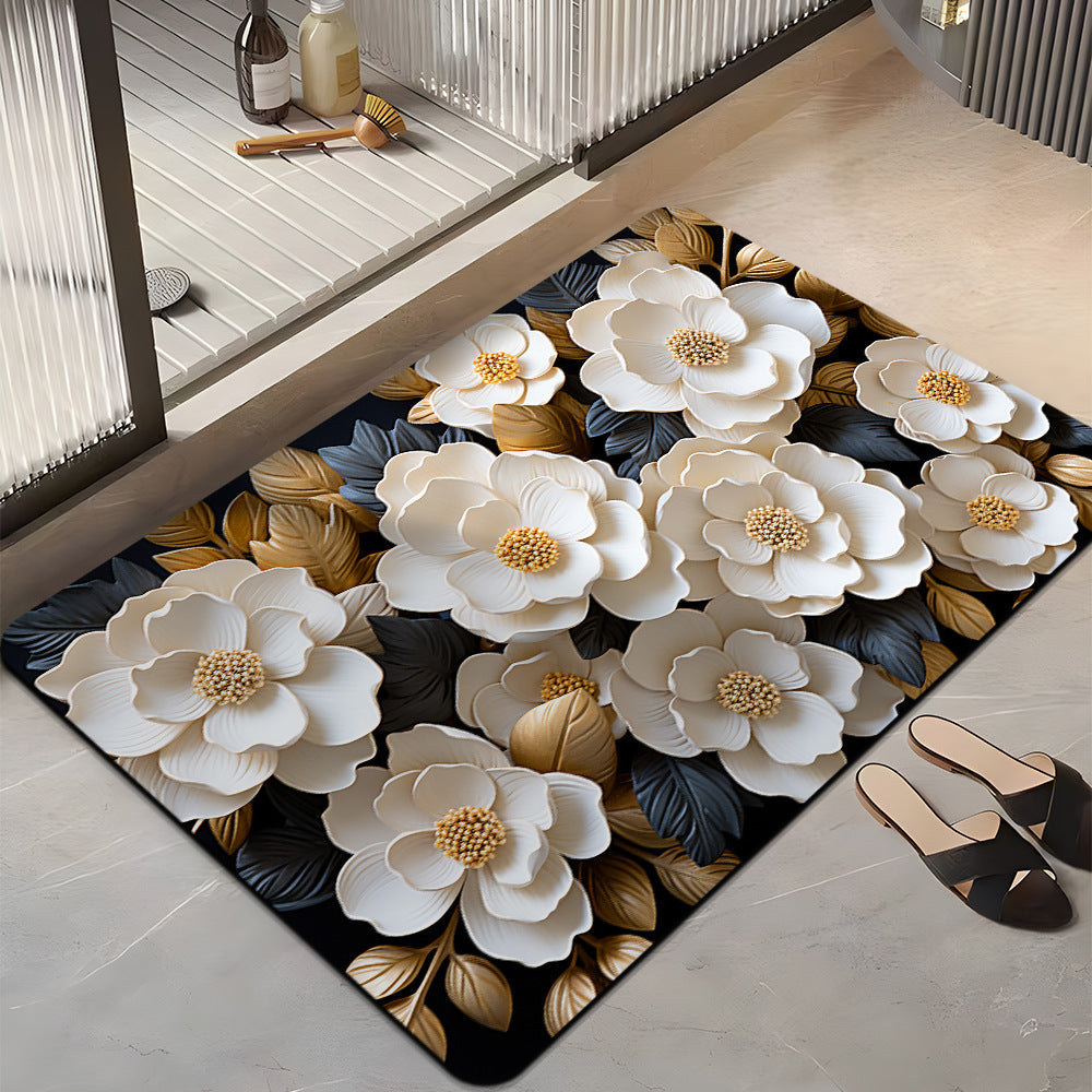 Floral Design Bath Mat Kalsten