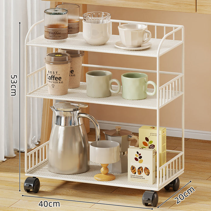 Compact Two-Tier Mesh Serving & Utility Cart with Locking Swivel Casters
