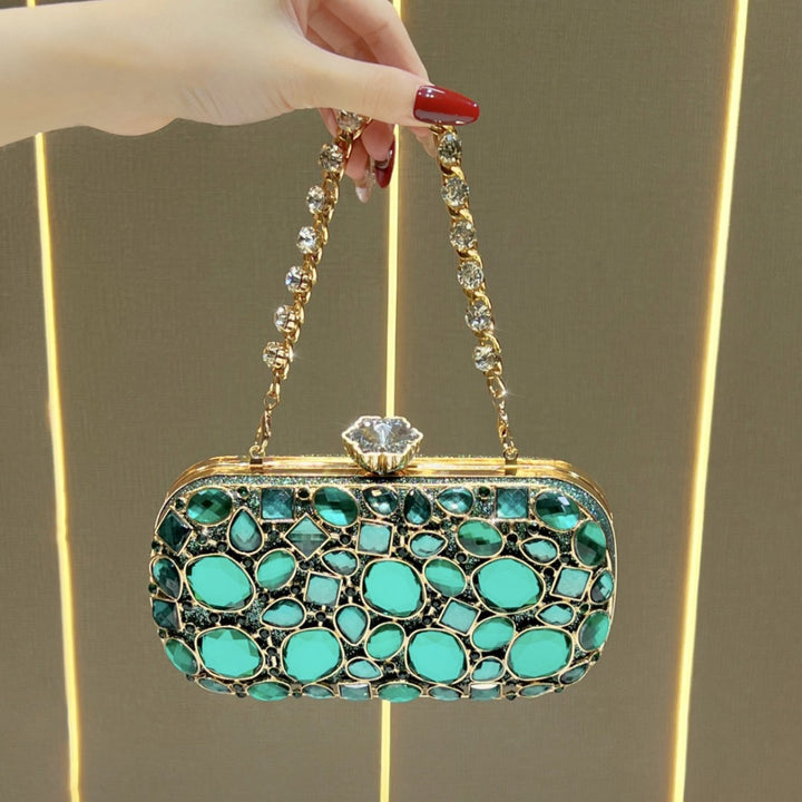 Decorative Crystal-Accented Evening Clutch