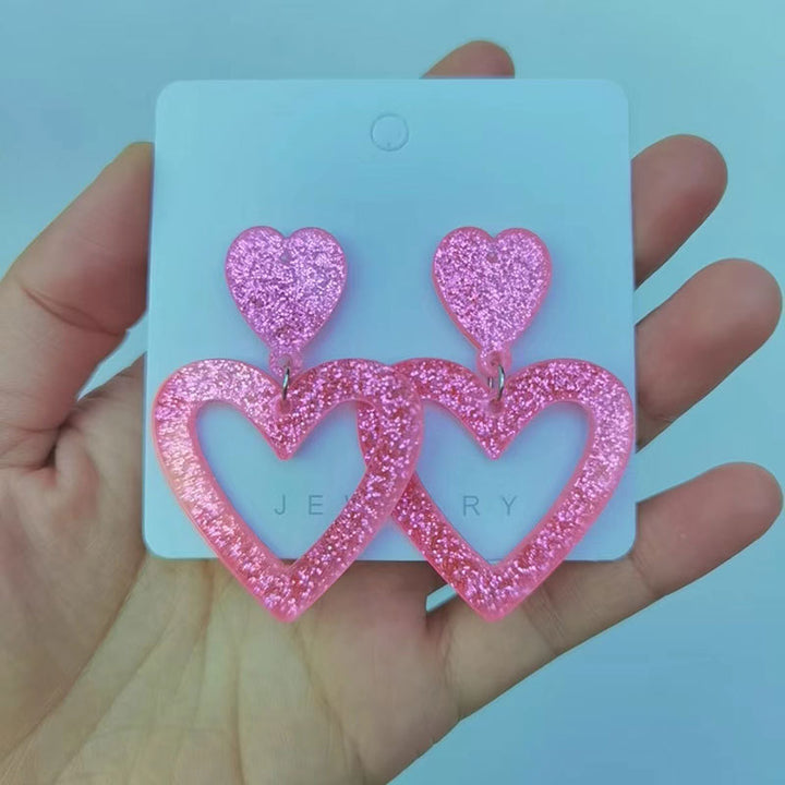 Heart-Shaped Glitter Earrings Kalsten