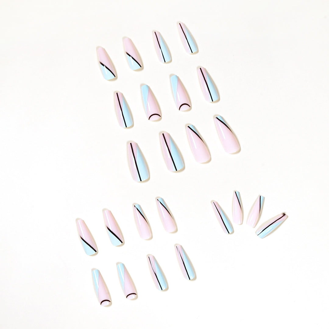 Artistic acrylic nails with geometric design Kalsten