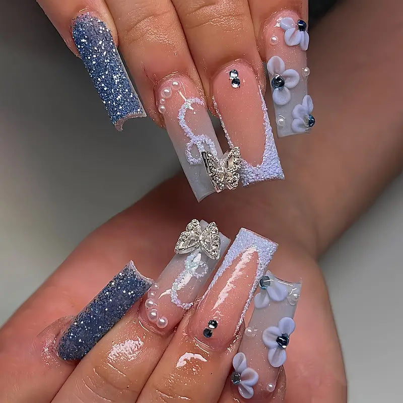 Decorative 3D Floral Press-On Nail Art Kalsten
