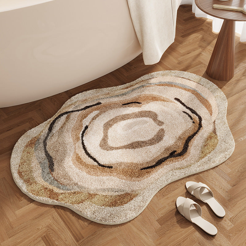 Abstract Shaped Plush Bath Mat for Bathroom
