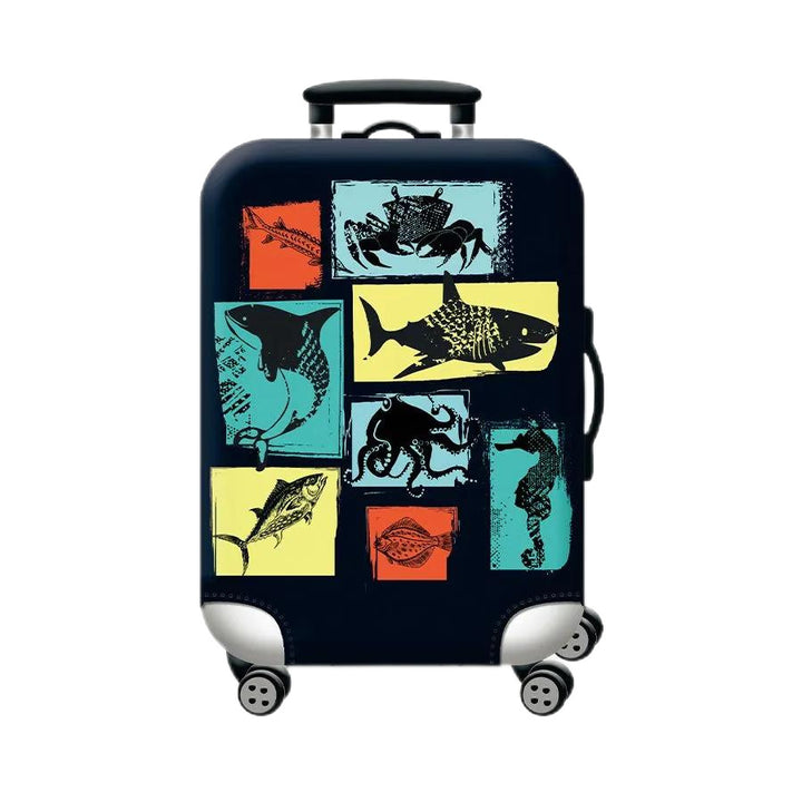 Unisex hard-shell cabin trolley with vintage travel illustration, 360° swivel wheels and telescopic handle Kalsten