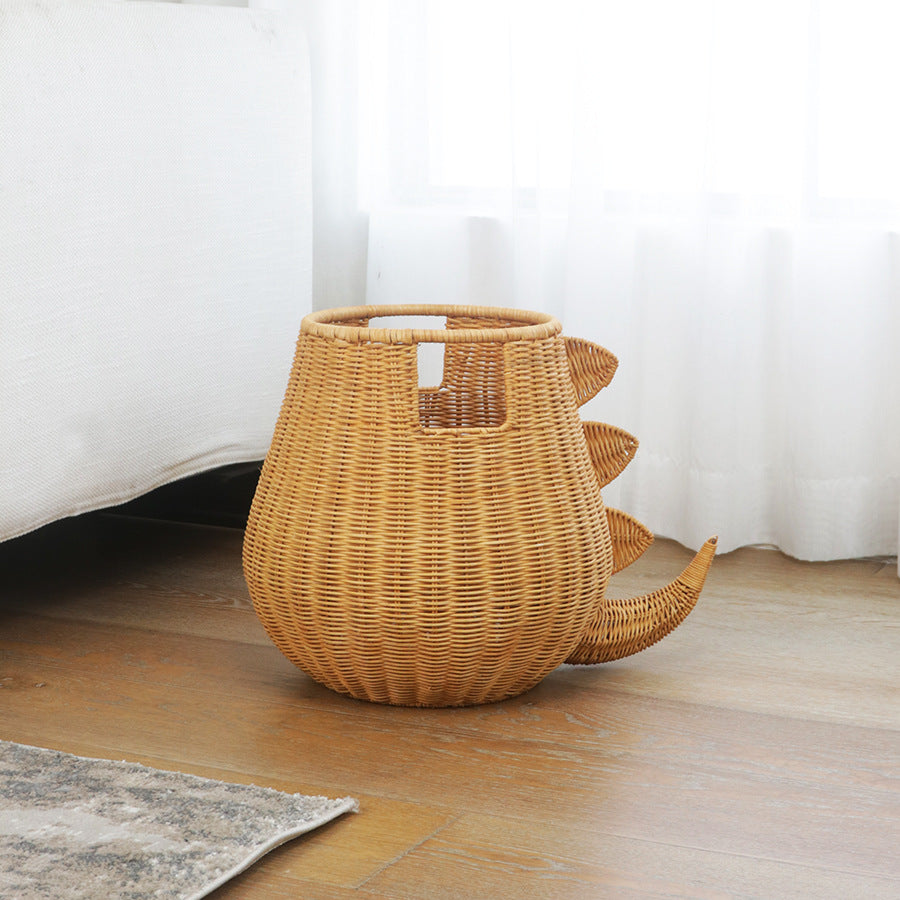 Handcrafted toy basket with dinosaur motif Kalsten