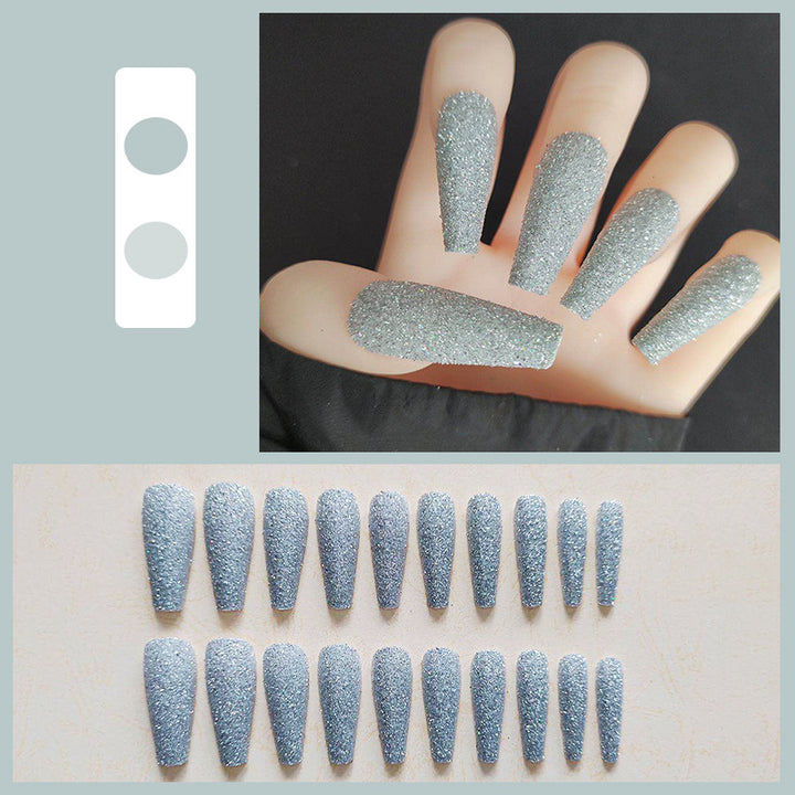 Glossy Long Coffin Press-On Nails Set