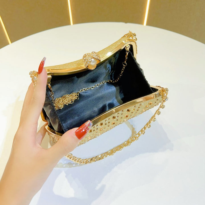Pearl-Accented Beaded Evening Clutch