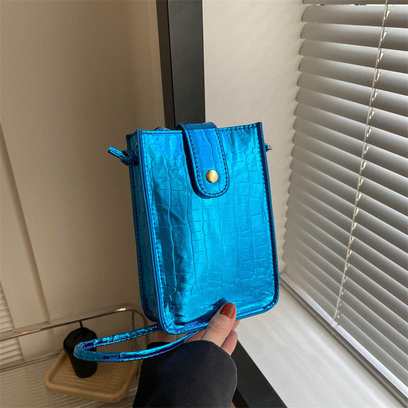 Croc-Embossed Mini Crossbody Purse