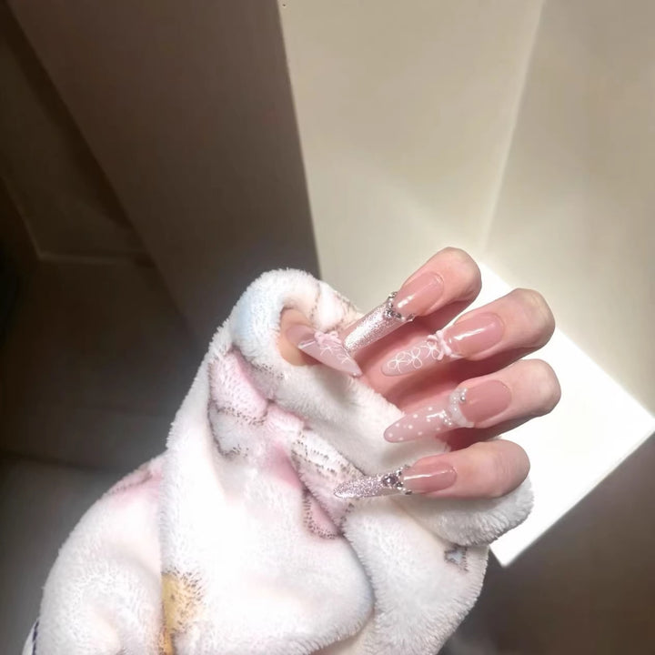 Crystal-Accent Long Stiletto Nail Extensions