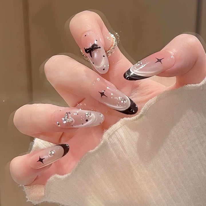 Glamorous artificial nail tips with 3D flower and crystal embellishments Kalsten
