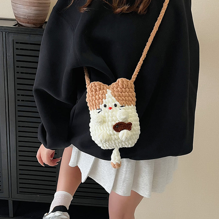 Creative Cat-Themed Crochet Crossbody Bag