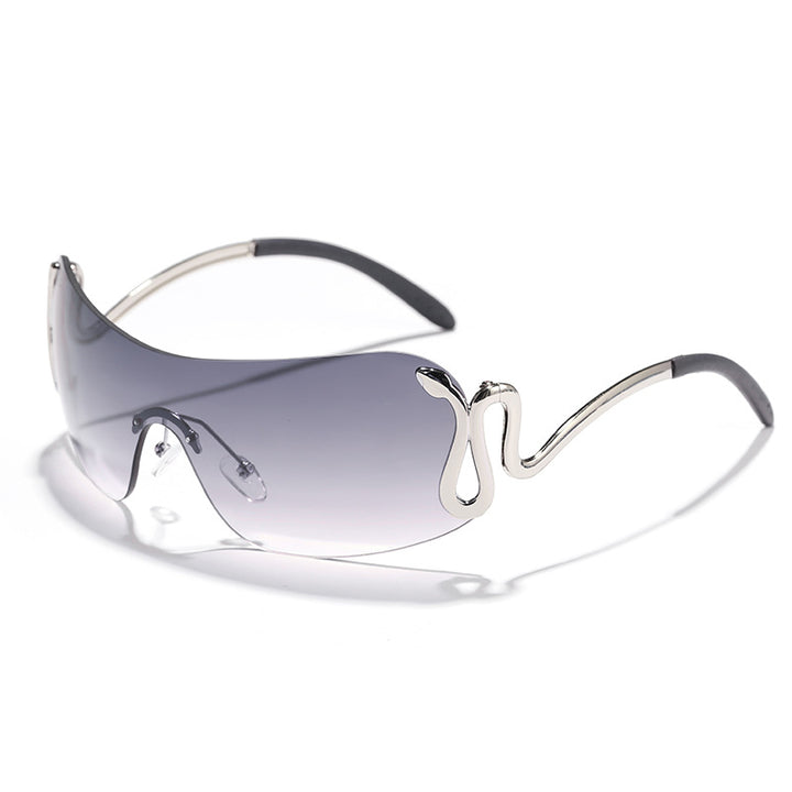 Women's fashionable futuristic sunglasses with curved frame Kalsten