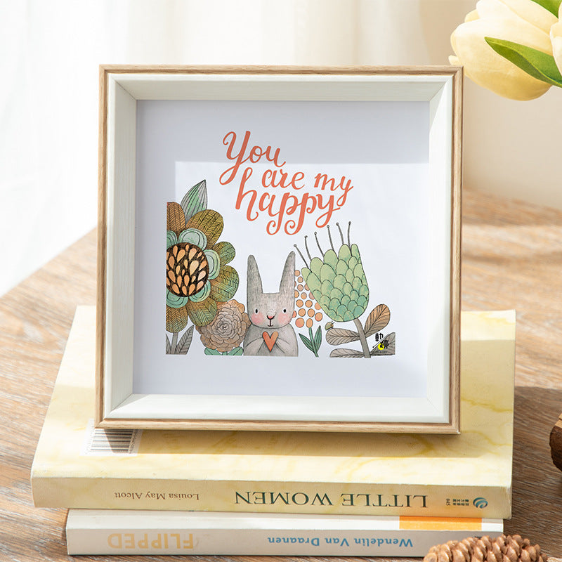 Cute Animal Illustration Framed Art for Home