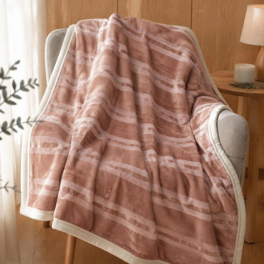 Textured Reversible Fleece Throw Blanket Kalsten