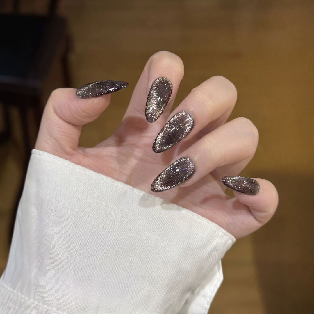 Glamorous Stiletto Press-On Nail Set with Glitter Finish Kalsten