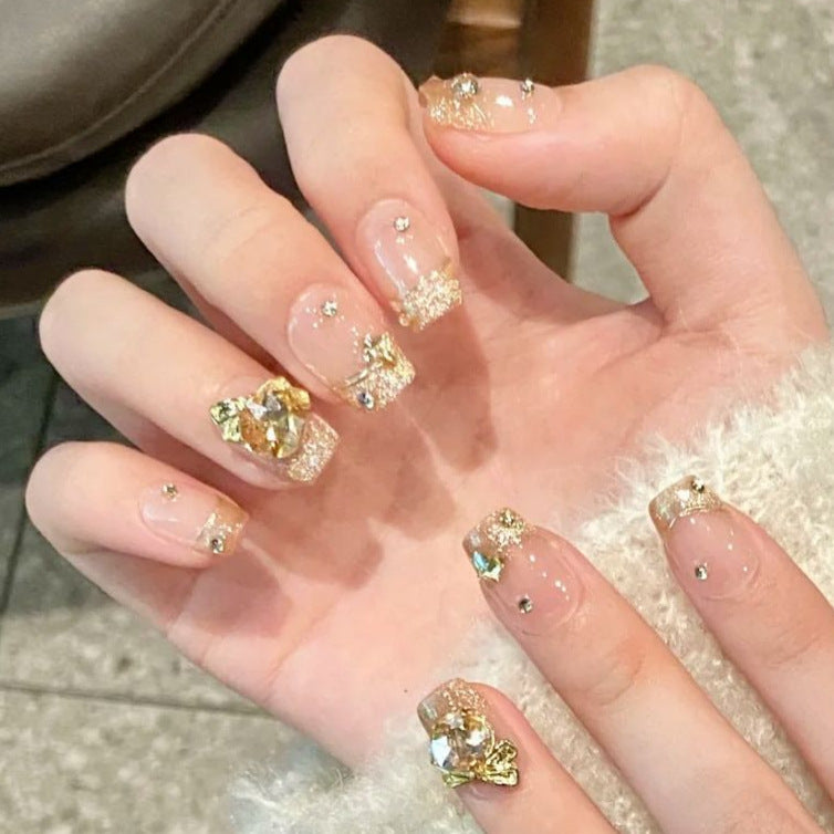 Glamorous Crystal-Embellished Press-On Nail Set