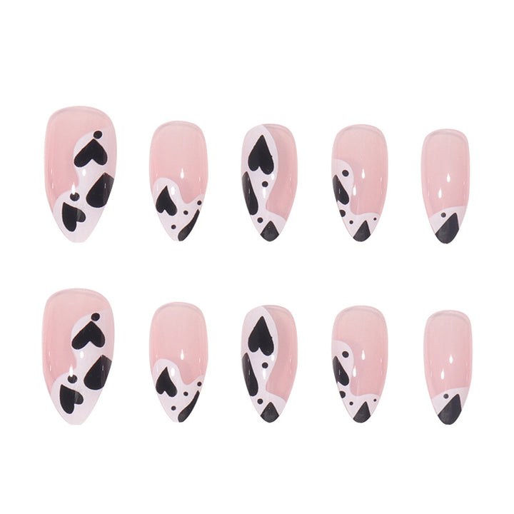 Artistic Heart and Cow Print Press-On Nails Kalsten