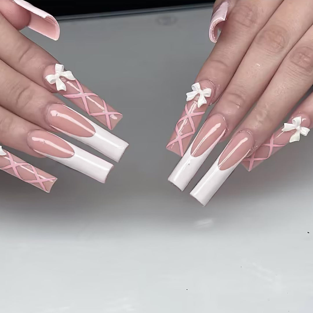 Elegant Bow-Accented Press-On Nail Set Kalsten