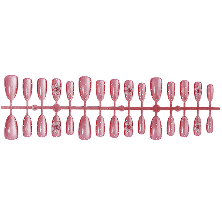Glamorous artificial nail set with sparkling accents and 3D flowers Kalsten