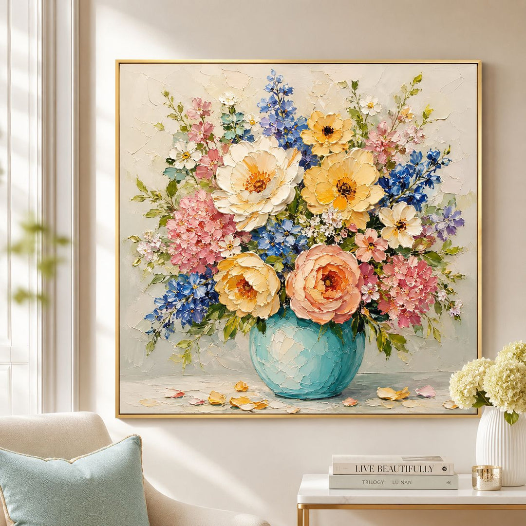 3D Textured Floral Canvas Artwork
