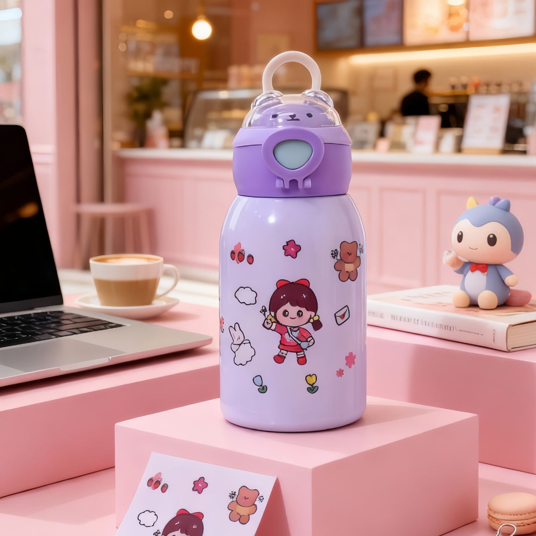 Women's insulated drinking bottle with planet-shaped stickers Kalsten