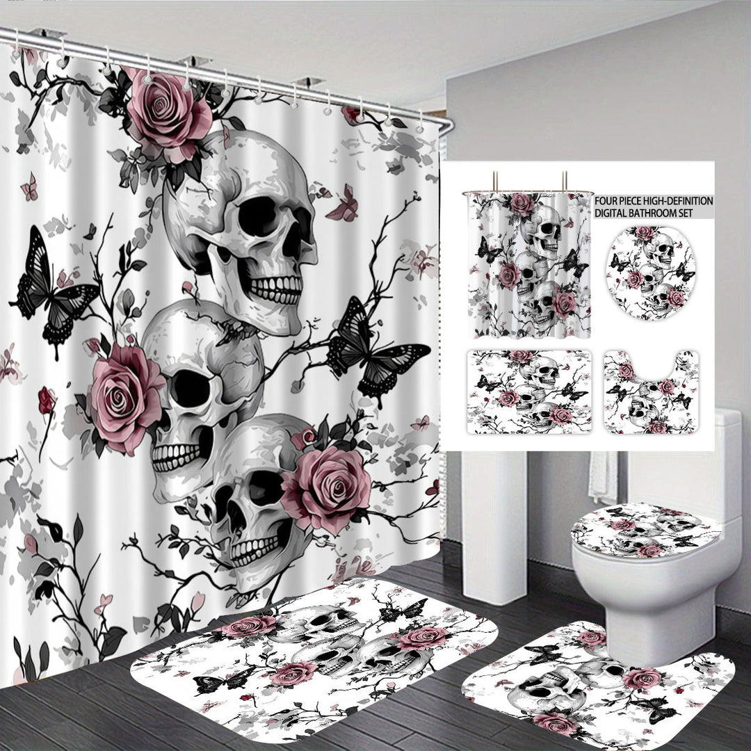 Artistic Skull and Floral Themed Bathroom Set Kalsten
