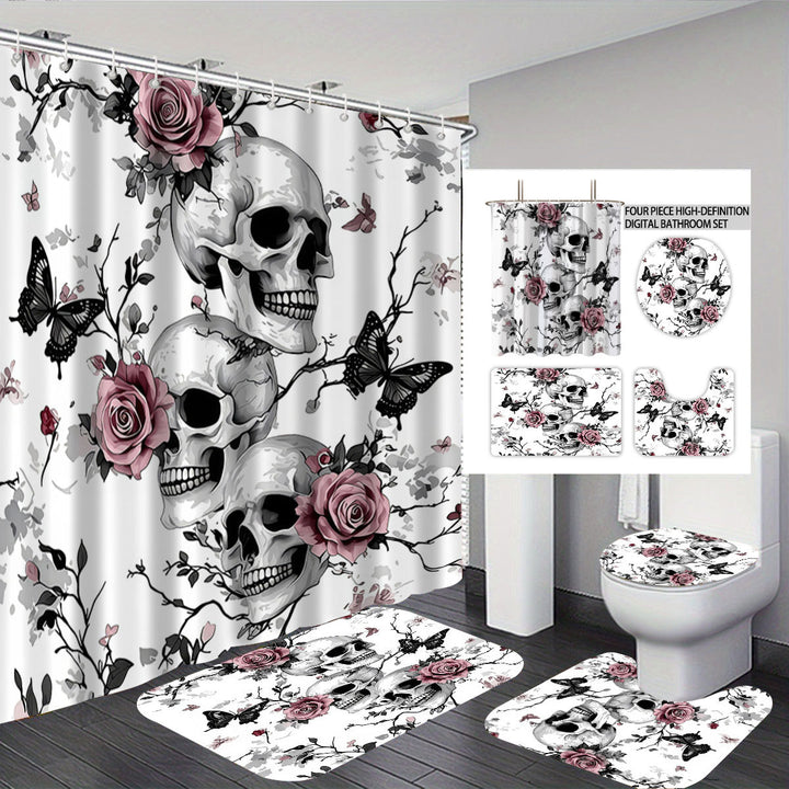 Artistic Skull and Floral Themed Bathroom Set Kalsten