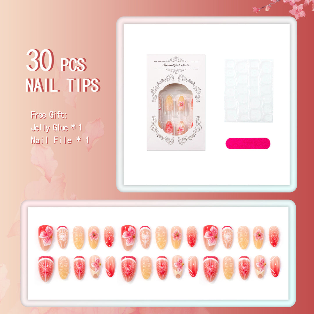 Artistic Floral Press-On Nail Art Set 1790738549