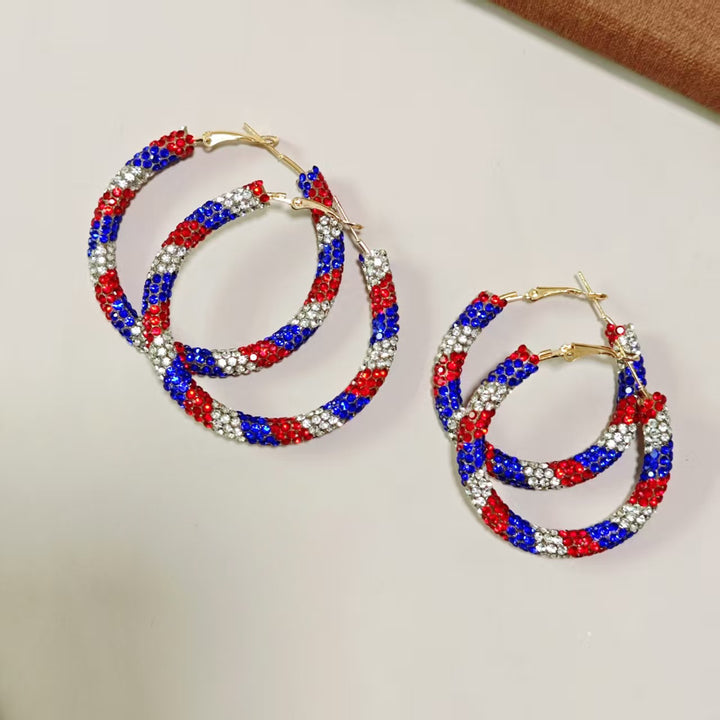 Women's handcrafted crystal pavé hoop earrings with curved tube element and clasp closure Kalsten