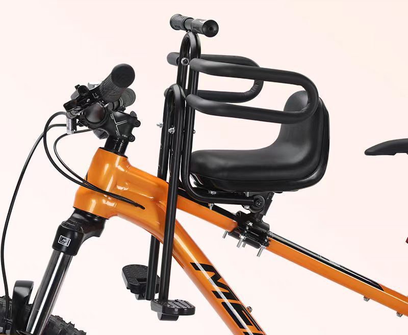 front-mounted child bike seat with adjustable footrests padded safety rails Kalsten