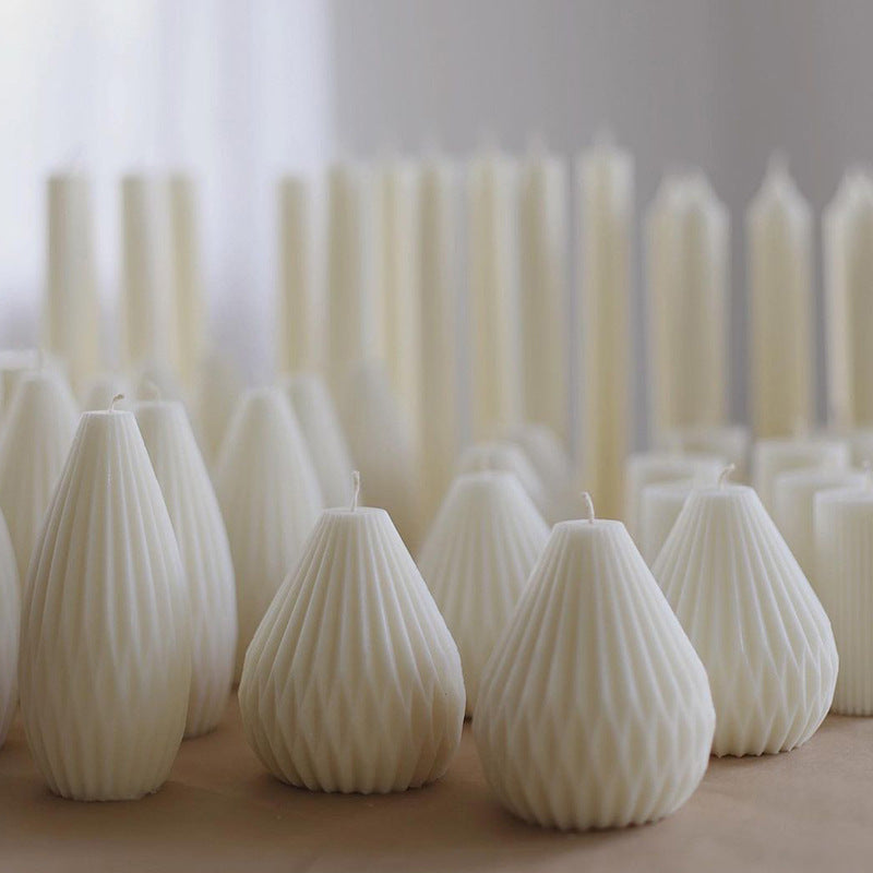 Sculptural Teardrop Ribbed Decorative Soy Candle Pair