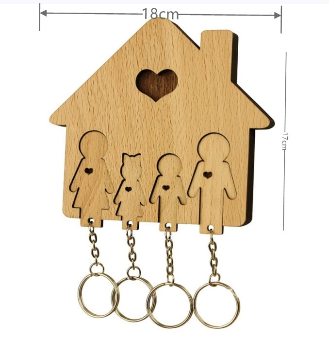 Wooden Family Keychain Holder