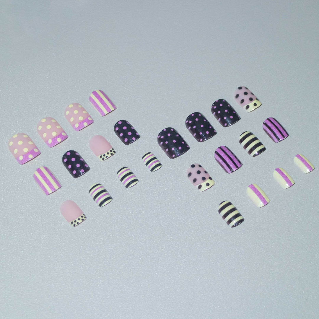 Artistic Striped and Polka Dot Nail Art Kit