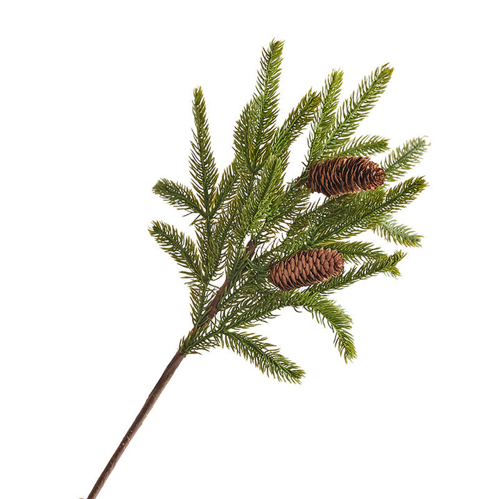 Artificial Pine Cone and Greenery Stem