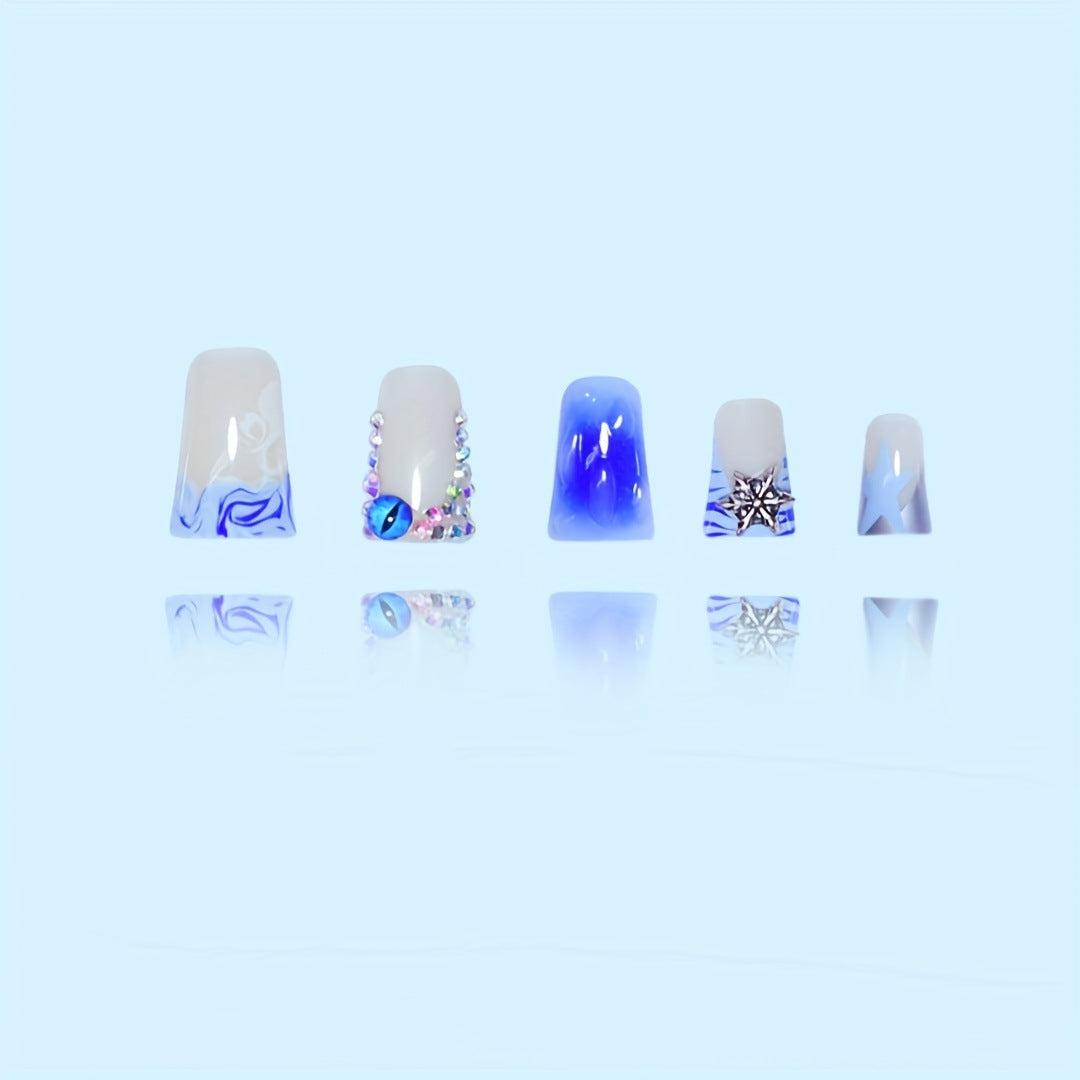 Decorative Press-On Nail Art Set with Gemstone Accents Kalsten