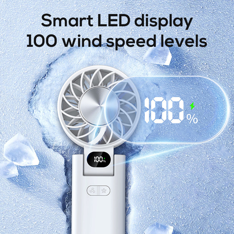 Unisex nan compact portable hand fan with LED battery display and USB-C charging port Kalsten