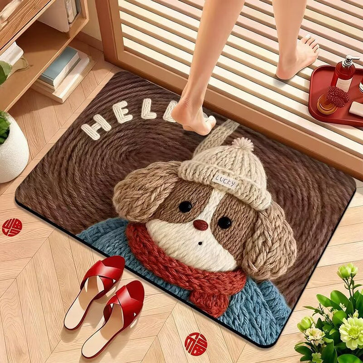 Cute Puppy-Themed Plush Bath Mat Kalsten