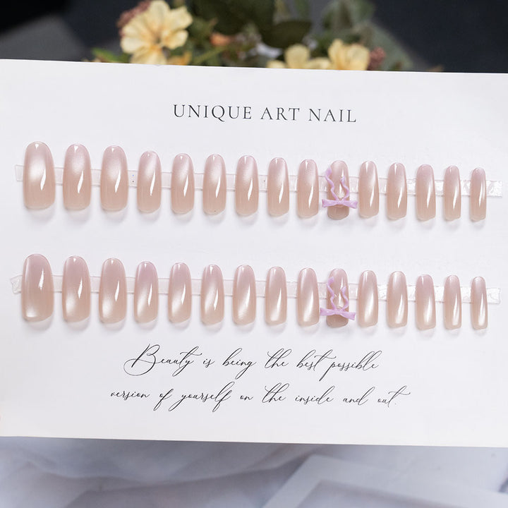 Elegant Press-On Nail Art with Bow Accents