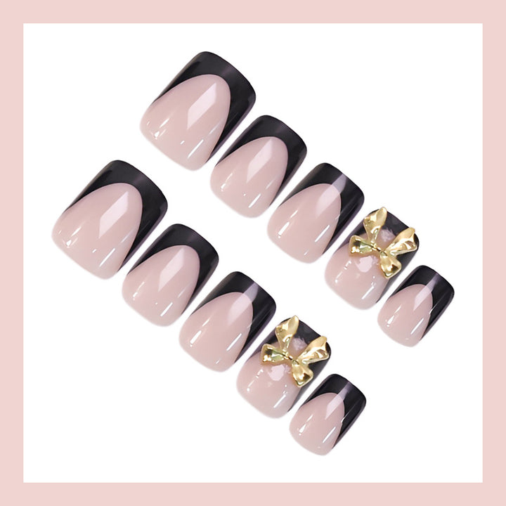 Artificial nail set with stylish and elegant black lace tips Kalsten