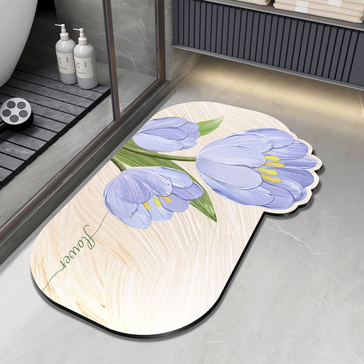 Floral Design Plush Bath Mat Kalsten
